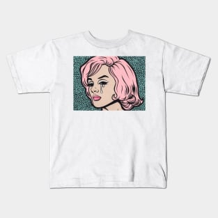 Pink Marilyn Crying Comic Girl Kids T-Shirt